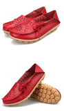 Women's Casual Genuine Leather Shoes Woman Loafers Slip-On Female Flats Moccasins Ladies Driving Shoe Cut-Outs Mother Footwear