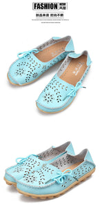 Women's Casual Genuine Leather Shoes Woman Loafers Slip-On Female Flats Moccasins Ladies Driving Shoe Cut-Outs Mother Footwear