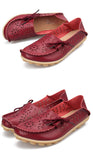 Women's Casual Genuine Leather Shoes Woman Loafers Slip-On Female Flats Moccasins Ladies Driving Shoe Cut-Outs Mother Footwear