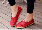 Women's Casual Genuine Leather Shoes Woman Loafers Slip-On Female Flats Moccasins Ladies Driving Shoe Cut-Outs Mother Footwear