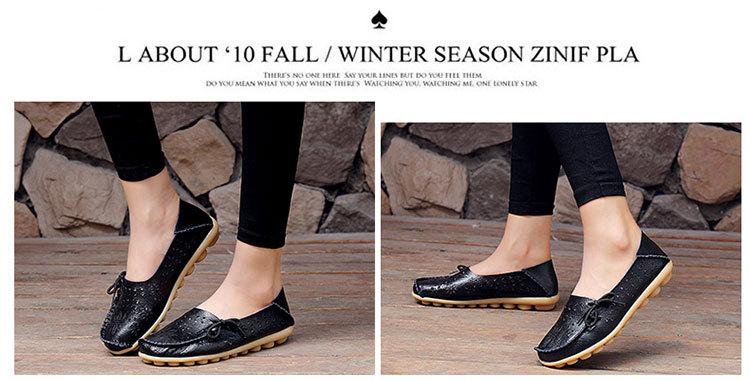 Women's Casual Genuine Leather Shoes Woman Loafers Slip-On Female Flats Moccasins Ladies Driving Shoe Cut-Outs Mother Footwear