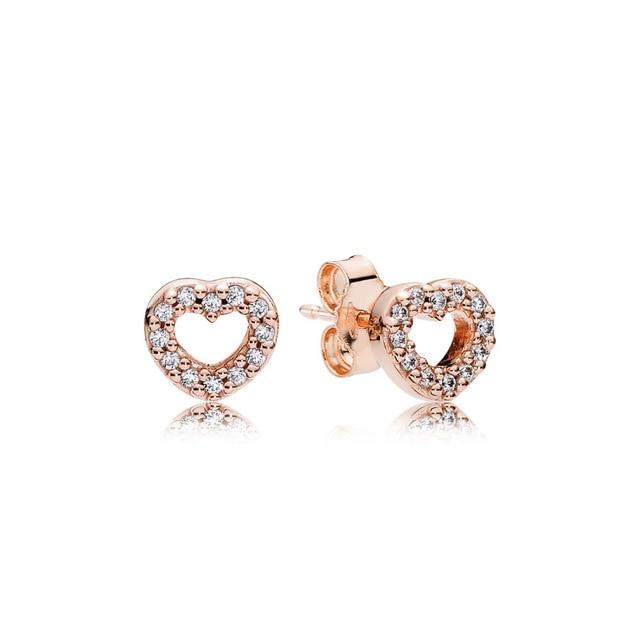 Sterling Women Rose Gold  Heart shape diamond earrings casegrow