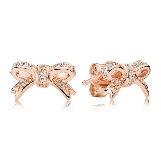 purchase knot shape diamond rose gold earrings casegrow