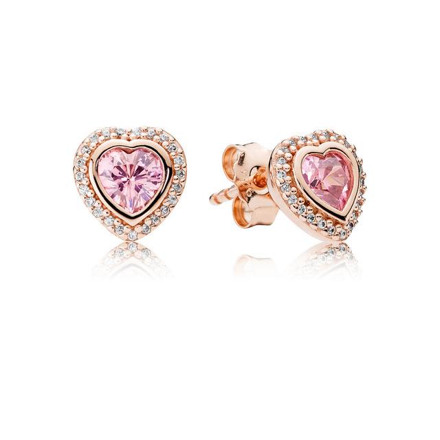 Sterling Love Heart full double diamond earrings casegrow
