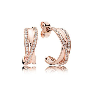 unique design diamond rose gold earring