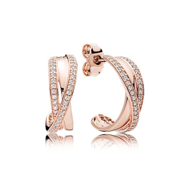 unique design diamond rose gold earring