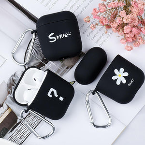 Daisy Smile Simple Painted Case For Apple Airpods 2 1 Shockproof Cover Black Cool Cases For Airpods For Airpod Case