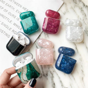 multi colour marble airpod case