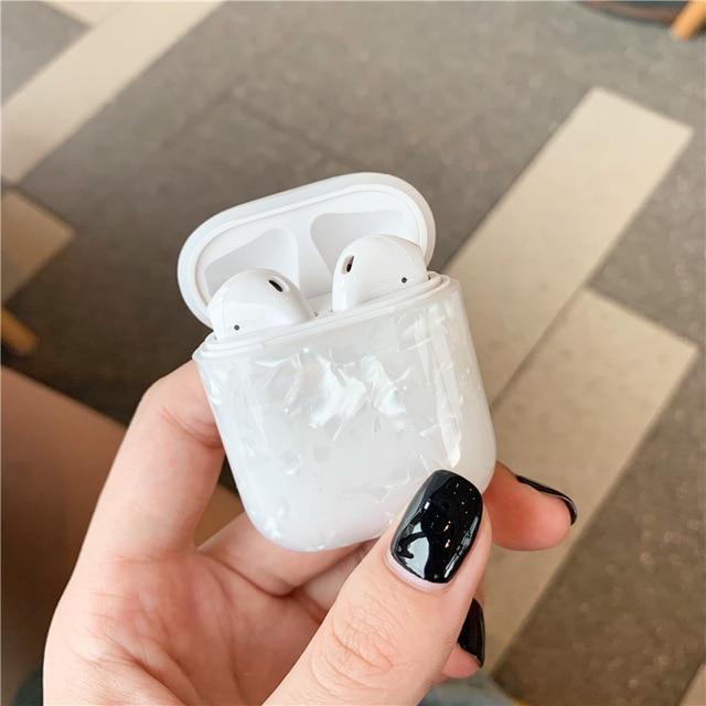 white marble airpod case