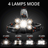 Most Powerful LED Headlight headlamp 5LED T6 Head Lamp Power Flashlight Torch head light 18650 battery Best For Camping, fishing