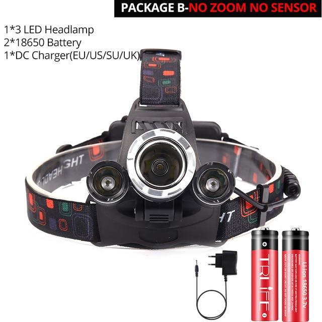 Most Powerful LED Headlight headlamp 5LED T6 Head Lamp Power Flashlight Torch head light 18650 battery Best For Camping, fishing