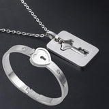 HEART LOCK BRACELET & KEY NECKLACE (Couple) BEST VALENTINE'S MEMORY