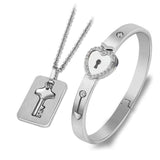 HEART LOCK BRACELET & KEY NECKLACE (Couple) BEST VALENTINE'S MEMORY
