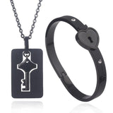 HEART LOCK BRACELET & KEY NECKLACE (Couple) BEST VALENTINE'S MEMORY
