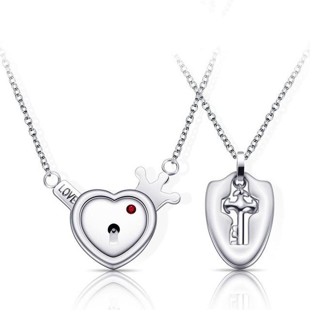 HEART LOCK BRACELET & KEY NECKLACE (Couple) BEST VALENTINE'S MEMORY