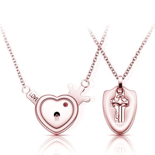 HEART LOCK BRACELET & KEY NECKLACE (Couple) BEST VALENTINE'S MEMORY
