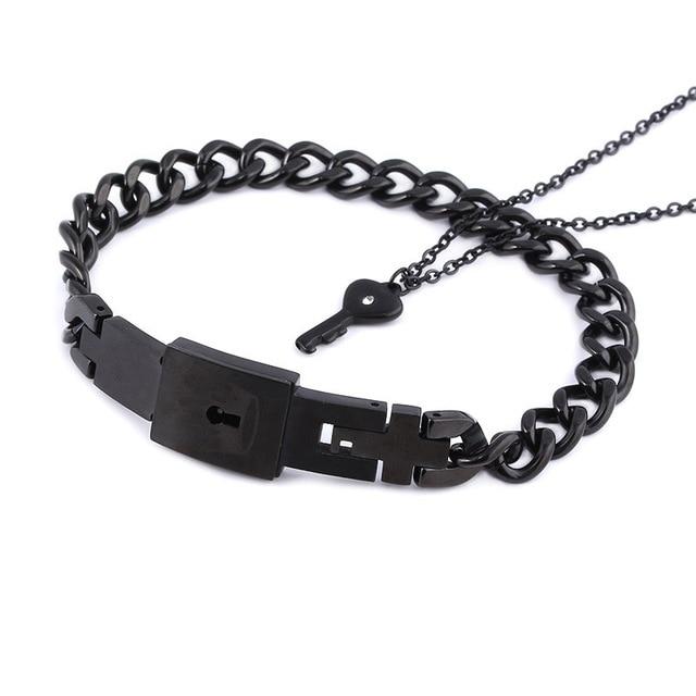 HEART LOCK BRACELET & KEY NECKLACE (Couple) BEST VALENTINE'S MEMORY