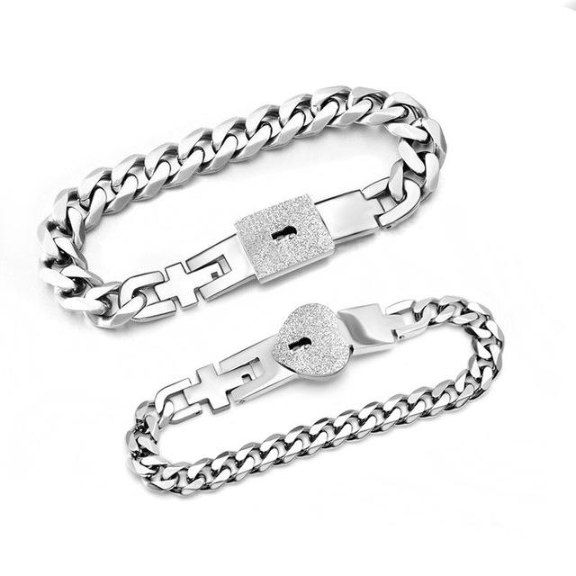 HEART LOCK BRACELET & KEY NECKLACE (Couple) BEST VALENTINE'S MEMORY
