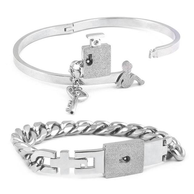 HEART LOCK BRACELET & KEY NECKLACE (Couple) BEST VALENTINE'S MEMORY