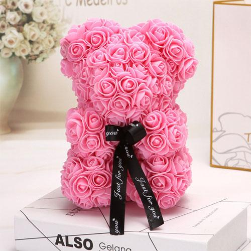 Valentines Romantic Gift box PE Rose Bear Artificial Rose Decorations Cute Cartoon Girlfriend Kid Gift Mother's day gift A