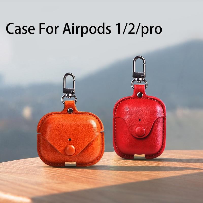 Luxury Soft For Apple Airpods Case Accessories Luxury Leather Case For AirPods 2 pro Earphone 3 Black Cover With Keychain hook