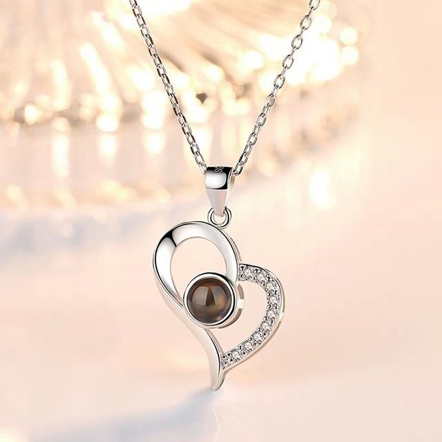 I Love You Memory Projection Heart Pendant Necklace